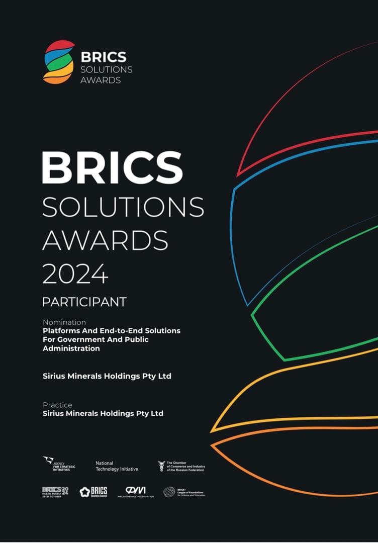 Sirius-MTP™️ Recognised at BRICS Solution Awards in Moscow for Government-Facing Innovation